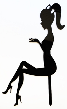 Cake Topper - Silhouette sitzende Frau - Schwarz